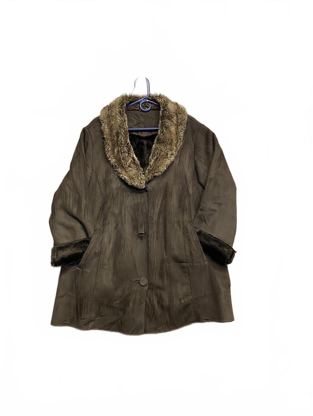Vintage Penningtons Brown Faux Suede/Fur Lined Women's Winter Coat Size 2X